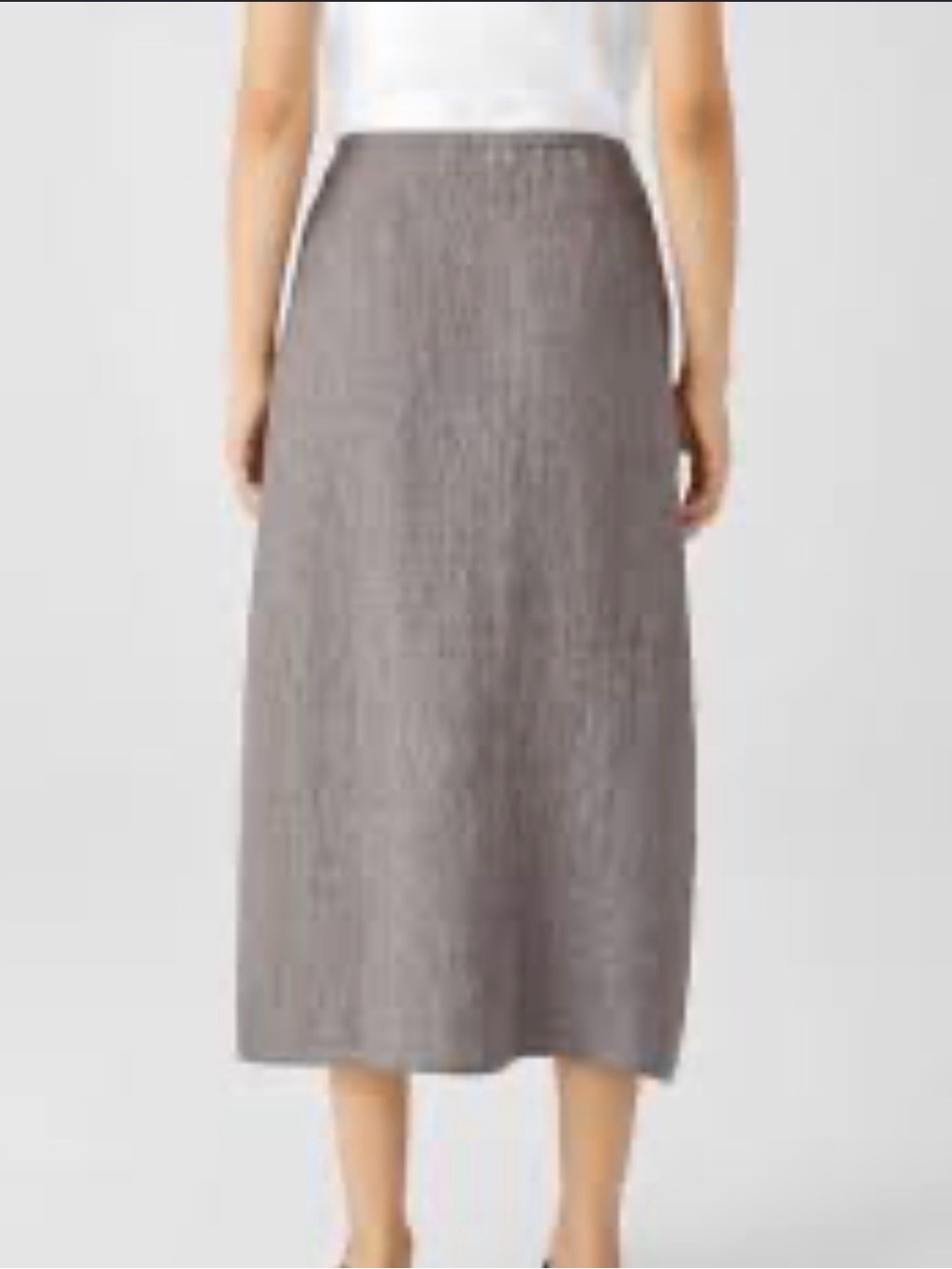 EILLEN FISHER Organic Linen pleated Skirt small midi length slit zip back Italy
